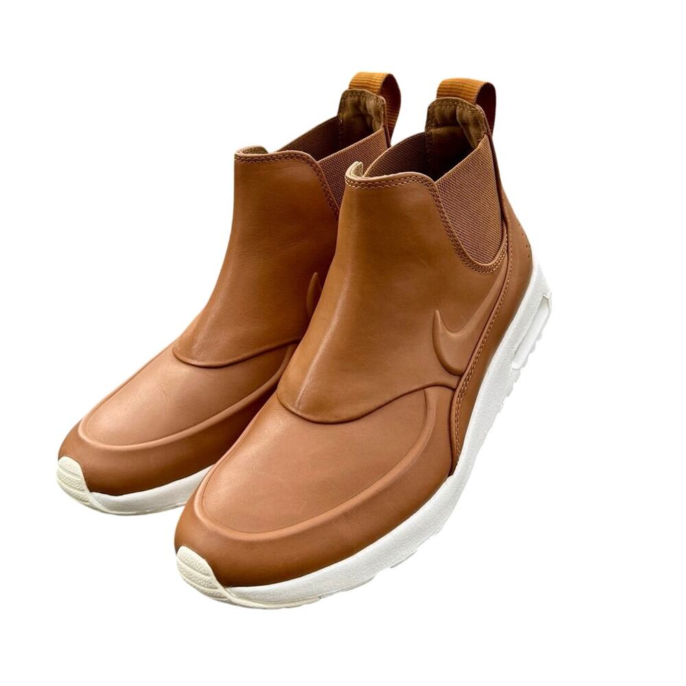 Nike Air Max Thea Mid Womens 8 Brown Leather Sneaker Boots 859550-200 Ale Brown